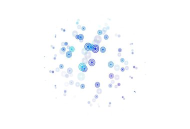Açık mavi, baloncuklu kırmızı vektör arka planı. Doğa tarzında bulanık halkaları olan güzel renkli çizimler. Fütürist reklamlar ve kitapçıklar için şablon.