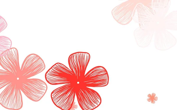 Hellrote Vektor Doodle Textur Mit Blumen Gekritzelte Illustration Von Blumen — Stockvektor