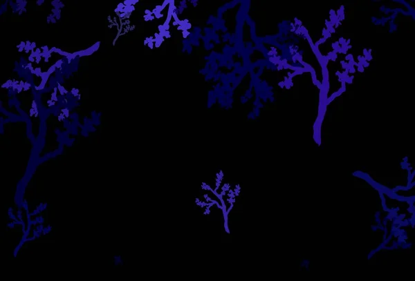 Modello Scarabocchio Vettoriale Viola Scuro Con Rami Illustrazione Colorata Stile — Vettoriale Stock