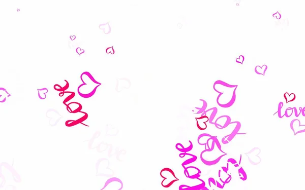 Светло Розовый Векторный Шаблон Каракулями Сердца Умная Иллюстрация Градиентными Сердцами — стоковый вектор