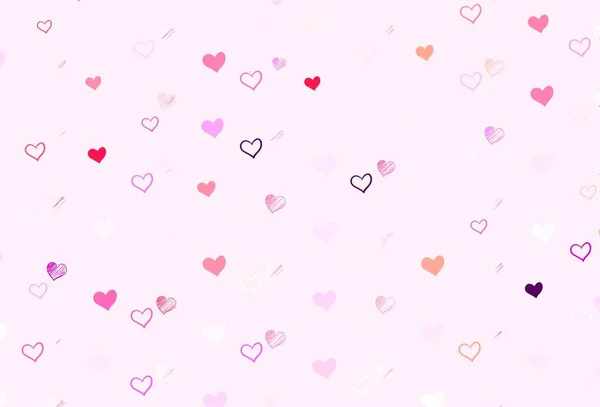 Светло Розовый Желтый Вектор Искушает Задумчивыми Сердцами Сердца Размытом Абстрактном — стоковый вектор