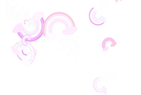 Светло Фиолетовая Векторная Текстура Радугами Облаками Красочные Символы Красочной Радуги — стоковый вектор