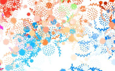 Açık mavi, kırmızı vektör karalama şablonu çiçekli beyaz arka planda doğal olarak çiçek. İşiniz için en iyi tasarım..