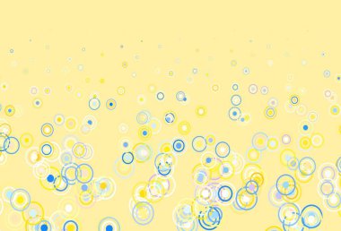 Çemberleri ve çizgileri olan hafif gri vektör şablonu. Parlak renkli soyut çemberler ve çizgiler çizilmiş bir resim. Güzel web siteleri için desen.