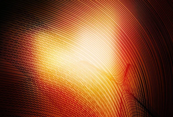 Dark Orange Vector Backdrop Curved Lines Creative Illustration Halftone Style — Stock Vector