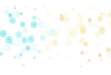 Açık mavi, diskli sarı vektör dokusu. Bulanık yağmur damlaları olan soyut bir çizim. Güzel web siteleri için desen.