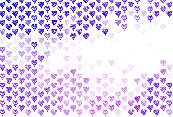 Luz Púrpura Patrón Vectorial Rosa Con Corazones Coloridos Hermoso Estilo — Vector de stock