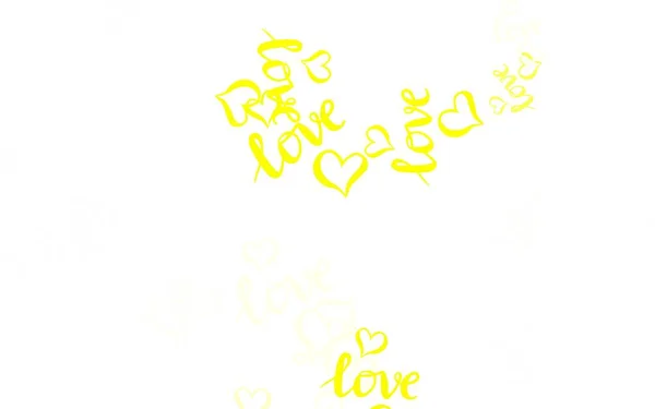 Hellgrüne Gelbe Vektorkulisse Mit Süßen Herzen Leuchtende Illustration Mit Herzen — Stockvektor