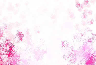 Açık pembe vektör zarif desenli yapraklar. Origami tarzında yaprak ve dalların karalama çizimi. Marka kitabınız için yeni şablon.