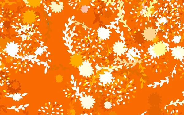 Light Orange Vettore Doodle Sfondo Con Fiori Illustrazione Astratta Glitter — Vettoriale Stock