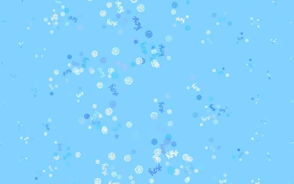 Patrón Garabato Vectorial Azul Claro Con Flores Rosas Flores Con — Archivo Imágenes Vectoriales