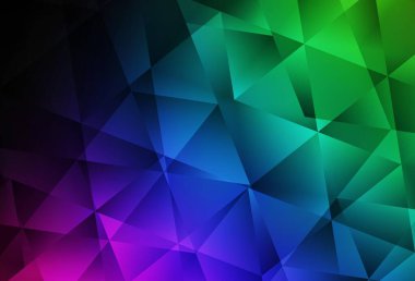 Dark Multicolor vektörü üçgen arka plan parlıyor. Çokgen soyut çizim ve gradyan. İşiniz için yepyeni bir tasarım..