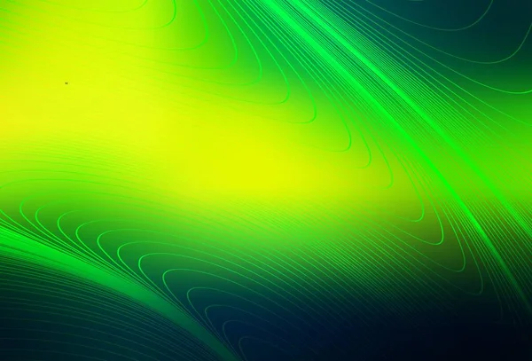 Koyu yeşil, bükülmüş çizgileri olan sarı vektör dokusu. Eğilimli soyut bir çizim. Posterler ve afişler için iş tasarımı.