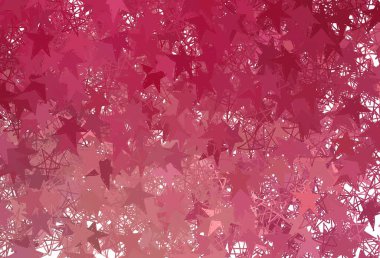 Açık Pembe, küçük ve büyük yıldızlı kırmızı vektör arkaplanı. Yıldızlı parlak renkli illüstrasyon. Reklamınız, posteriniz, afişiniz için en iyi tasarım.