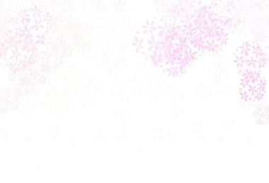 Açık pembe, yapraklı sarı vektör karalama deseni. Zarif doğal desenli ve eğimli yapraklar. Web siteleri ve pankartlar için desenli desen.