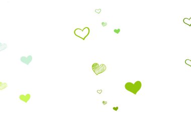 Açık yeşil, karalama kalpli sarı vektör şablonu. Soyut illüstrasyonda güzel kutlama tarzı kalpler. Sevgililer Günü kartpostalları için şablon.