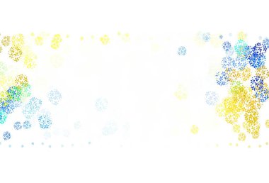 Açık mavi, soyut şekilli sarı vektör arkaplan. Rastgele şekillerle soyut tarzda dekoratif tasarım. Web siteniz için basit tasarım.