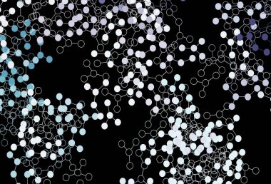 Koyu pembe, mavi vektör arka planı ve yapay zeka formları. Soyut şablondaki yapay zeka şekilleriyle parlayan illüstrasyon. Bilim için desen, geleceksel tasarımlar..