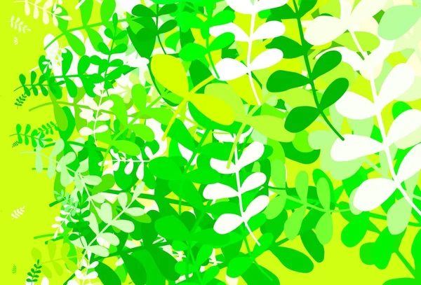 Verde Claro Plantilla Garabato Vector Amarillo Con Hojas Ilustración Colorida — Vector de stock