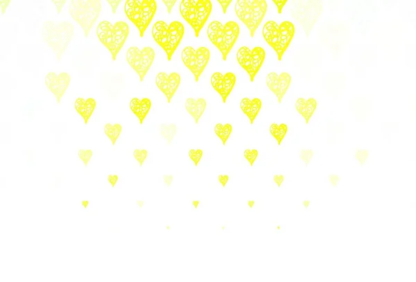 Vert Clair Fond Vectoriel Jaune Avec Des Cœurs Doux Illustration — Image vectorielle