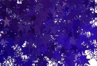 Parlak yıldızlı koyu mor vektör düzeni. Bulanık arkaplanda gradyanı olan yıldızlar. Astroloji web siteleri için desen.