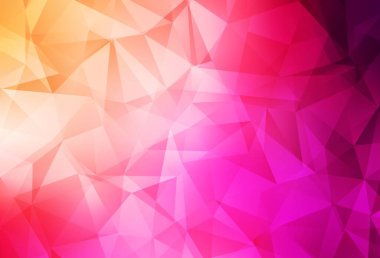Açık pembe, sarı vektör eğimli üçgen şablonu. Origami tarzında gradyan ile geometrik çizim. Bir markanın arkaplanı için desen.