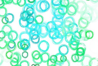 Lekeli açık yeşil vektör arka planı. Soyut arka planda bulanık kabarcıklar ve renkli gradyan. Fütürist reklamlar ve kitapçıklar için şablon.