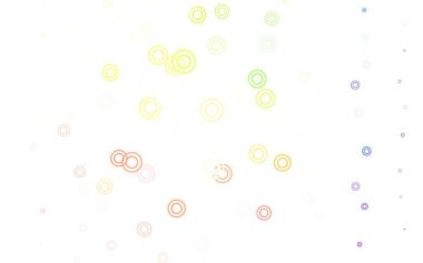 Kabarcıklı hafif çok renkli vektör arkaplanı. Parlak renkli soyut çemberlerin olduğu bir resim. Fütürist reklamlar ve kitapçıklar için şablon.