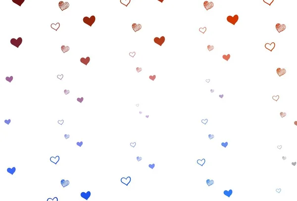 Hellblauer Roter Vektorhintergrund Mit Herzen Dekorative Leuchtende Illustration Mit Herzen — Stockvektor