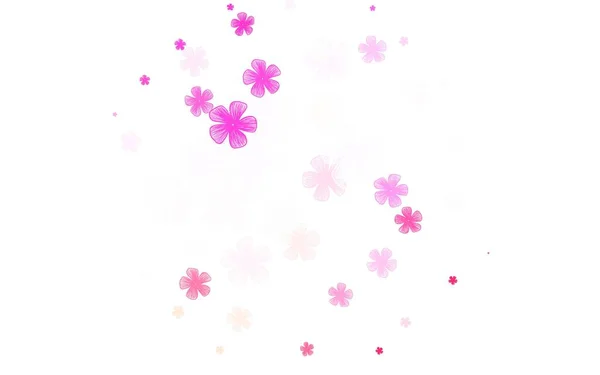 Rose Clair Fond Vectoriel Jaune Doodle Avec Des Fleurs Illustration — Image vectorielle