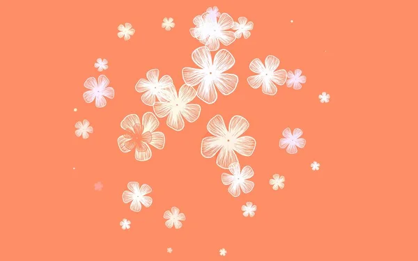 Rose Clair Texture Vectorielle Jaune Doodle Avec Des Fleurs Doodle — Image vectorielle