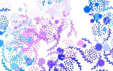 Açık mavi, kırmızı vektör şablonu çiçekli, güllü. Renkli, soyut karalama çiçekleri olan bir resim. Web siteniz için Doodle tasarımı.