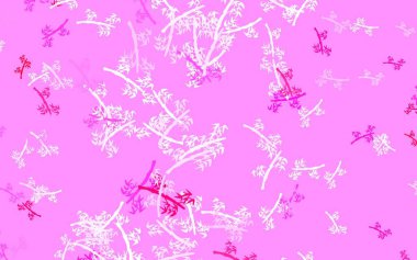 Açık pembe vektör soyut tasarım dallarla. Yapraklar ve dallarla karalama tarzında renkli çizimler. İşiniz için en iyi tasarım..