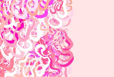 Açık Pembe, eğri çizgileri olan sarı vektör arkaplan. Basit bir şekilde parlak renkli bir illüstrasyon. Tasarımınız için renkli dalga deseni.