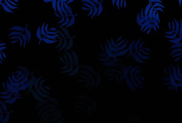 Diseño Garabato Vectorial Azul Oscuro Con Hojas Ilustración Abstracta Brillante — Vector de stock