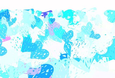 Açık mavi, karalama kalpli yeşil vektör şablonu. Soyut illüstrasyonda güzel kutlama tarzı kalpler. Karnaval için şablon, festival için romantik broşürler.