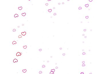 Renkli kalpleri olan açık mor vektör deseni. Sevgililer günü için aşk konseptinde kalplerin olduğu bir ilüzyon. Sevgililer Günü ilanı, afişi, afişi için tasarım.