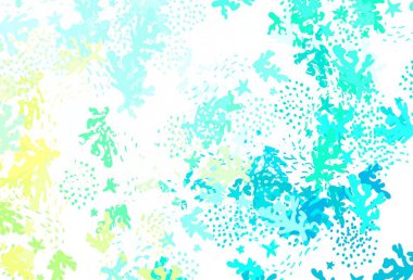 Memphis şekilli açık yeşil vektör arkaplanı. Modern tarzda değişen renkli kaotik formlar. Web siteniz için basit tasarım.