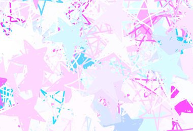 Açık pembe, Noel yıldızlı mavi vektör deseni. Bulanık arkaplanda gradyanı olan yıldızlar. Astroloji web siteleri için desen.