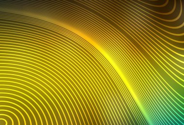 Koyu yeşil, bükülmüş çizgileri olan sarı vektör arkaplan. Yaratıcı illüstrasyon, yarım tonlu ve eğimli. Tasarımınız için basit şablon.