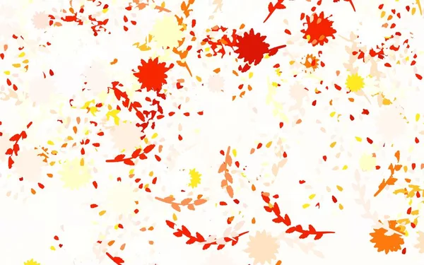 Rojo Claro Amarillo Vector Fondo Natural Con Flores Sketchy Doodle — Vector de stock