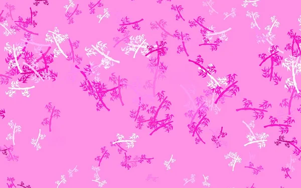 Светло Розовый Вектор Элегантный Узор Ветками Элегантная Яркая Иллюстрация Листьями — стоковый вектор