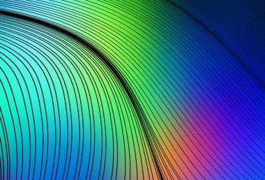 Açık mavi, eğri çizgileri olan yeşil vektör deseni. Çağdaş gradyan soyut çizgileri olan çizimler. İş tasarımınız için şablon.