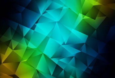 Koyu mavi, sarı vektör soyut çokgen şablon. Yarım ton şeklinde, üçgenli yaratıcı illüstrasyon. Arkaplanlarınız için desenli desen.