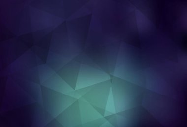 Koyu mavi, yeşil vektör çokgen arkaplan. Çokgen tarzda tamamen yeni bir renk çizimi. Broşürünüz için yepyeni bir tasarım..