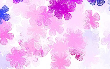 Çiçekli açık pembe vektör şablonu Origami tarzında çiçeklerin karalama çizimi. Web siteniz için Doodle tasarımı.