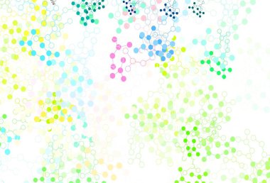 Yapay zekanın formlarıyla ışık çok renkli vektör arkaplanı. Parlak renkli bir illüstrasyon ve yapay zekanın gerçek yapısı. Zeka ve yenilik reklamları için şablon.