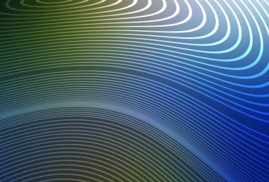 Koyu mavi, eğri çizgileri olan yeşil vektör arkaplan. Eğilimli soyut bir çizim. İşiniz için en iyi tasarım.