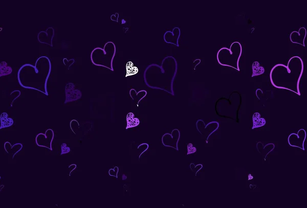 Luz Fondo Vectorial Púrpura Con Corazones Diseño Decorativo Con Corazones — Archivo Imágenes Vectoriales