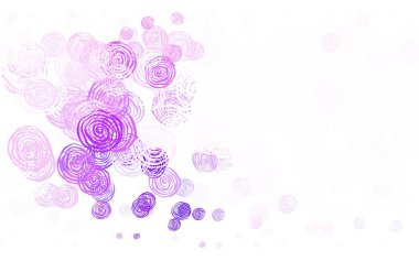 Mor renkli, güllü zarif bir şablon. Karalama tarzında çiçekli soyut illüstrasyon. Marka kitabınız için yeni şablon.